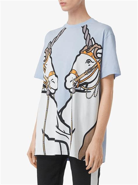 BURBERRY Unicorn Print Cotton Oversized T